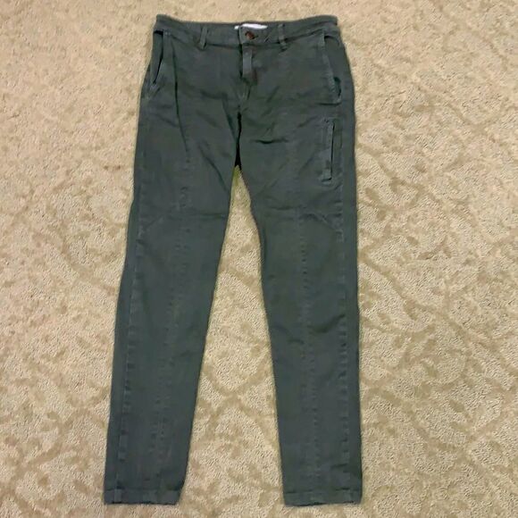 Zara Army Olive Green Denim Pants Ladies 4 - Picture 7 of 8